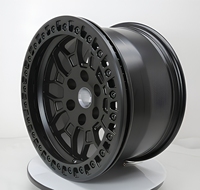 S3-00009 17-22 Llantas de aluminio forjado personalizadas con diseño de plato profundo de malla negra mate, estándar DOT, para Ford Bronco