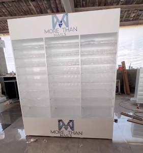 Kingshadow Estantes de esmalte de uñas Estante de exhibición grande blanco con logotipo Gabinete de uñas de madera - Product Image 5