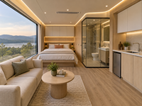 Cabane de luxe en forme de pomme pour l'extérieur, maisonnette préfabriquée modulaire portable pour le glamping, les campings, les centres de villégiature et les hôtels