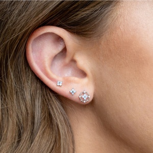 Luxury Four Leaf Clover Design Silver <b>Earrings</b> for Women Trendy Gold Rose Gold Plated Brass Elegant <b>Blue</b> Zircon Flower Pattern - Product Image 2
