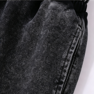 Pantalones Cortos Bermuda de Algodón Lavado para Hombre, Color Sólido, con Cordón, Casuales, de Cintura Media, Oversize, Unisex, Estilo Urbano 7729 - Product Image 4