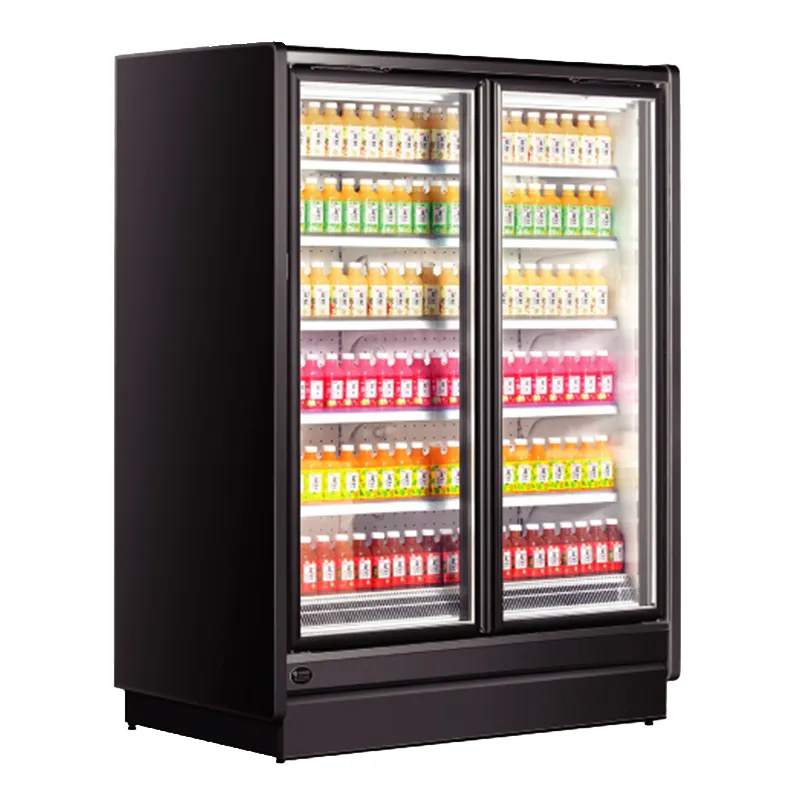 Comercial conveniência loja refrigeração equipamentos 2 vidro porta bebida ereto chiller