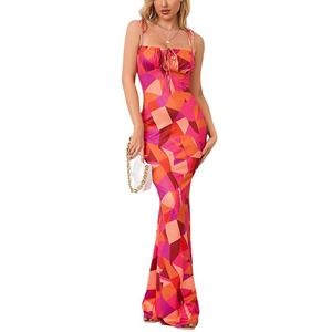 Robe crayon longue florale 2026 sans manches, dos nu, ajustée aux hanches, décontractée et sexy - Product Image 5