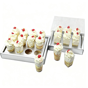 Thiết kế mới hộp <span class=keywords><strong>cupcake</strong></span> trong suốt và bao bì phân hủy sinh học mini vuông tròn tráng miệng hộp cốc - Product Image 1