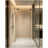 Mosaïque de carreaux en marbre naturel ivoire poli, petits carrés, montés sur grille, pour salle de bain, cuisine, crédence, spa, villa, décoration de sol