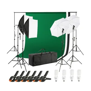 Fotostudio-Beleuchtungs set 50*70cm Softbox 33-Zoll-Regenschirm und 2*3m Polyester-Hintergrundständer-Set