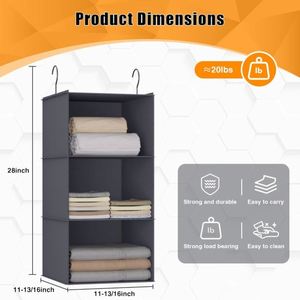 3-Tier Hanging Closet Organizer with 2 Sturdy <b>Hooks</b> Multifunctional Wardrobe Storage Shelf for Clothes, Coats <b>Shoes</b> Accessories - Product Image 2