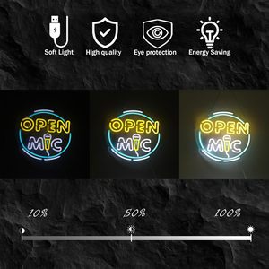 Open Mic Letreros Neon LED indoor hanging ambient light shop <b>sign</b> wall decoration light entrance indicator light luminous <b>sign</b> - Product Image 2
