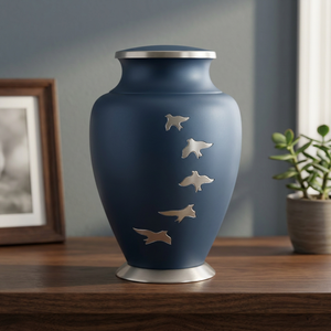 Matte Brass Cremation Urn Keepsake Cinerary Vase <b>Memorial</b> Jar with Bird Pattern for Remembrance Gift - Indian Home Crafts - Product Image 3