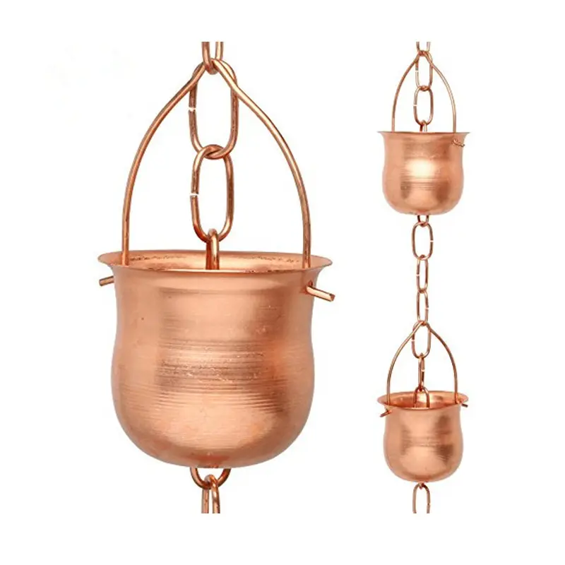 Jardín decorativo cobre carillones tazas lluvia cadenas bajante para exterior