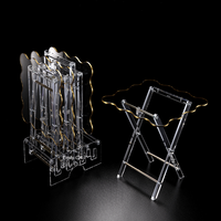 Ensemble de tables à thé pliantes modernes et élégantes de qualité supérieure, 4 pièces, plateau pliant en acrylique transparent avec bordure dorée