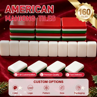 Set Permainan Mahjong Ukuran Penuh Desain Klasik 166 Ubin Akrilik dengan Ukiran Amerika