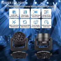 Foco móvil LED Lyre Bee Eye RGBW 4 en 1 de 12x40W con zoom, resistente al agua, DMX512, efecto de escenario para bodas y discotecas