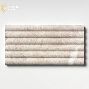 Carrelage en <span class=keywords><strong>travertin</strong></span> <span class=keywords><strong>beige</strong></span> cannelé moderne YUSHI, poli, imperméable, pour salle de bain, crédence de cuisine - Product Image 2