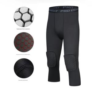 Pantalones de compresión deportivos para hombre de alta calidad al por mayor, de secado rápido, con almohadilla protectora de EVA y diseño de panal en la rodilla - Product Image 4