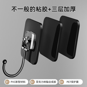 Adhesive Hook Single Hook 30 Kg Load Bearing Wall Mounted Kitchen Household Transparent PVC No Drill Traceless Hook - Product Image 2