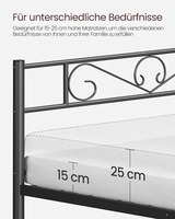 Cadre de lit en métal noir traditionnel avec rangement, construction en acier thermolaqué durable, pliable pour hôtel, appartement, chambre d'hôtes