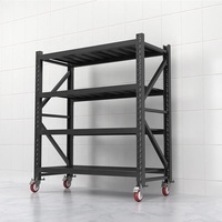 Étagère métallique anti-corrosion, étagère de rangement sans boulons, réglable, épaissie, robuste, avec roulettes, pour entrepôt industriel