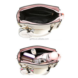 Tas selempang wanita kulit PU, tas tangan wanita, tas Tote wanita, tas kulit PU trendi, pola kucing, tas bahu, warna polos - Product Image 5