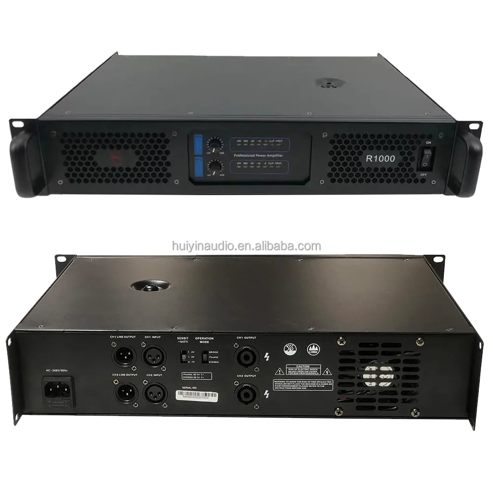 Amplificateur stéréo R1300 2 canaux 8Ohm 2X1300W système de son Pro Audio amplificateurs à deux canaux pour barre de réunion KTV DJ événements