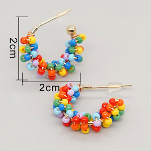 Boucles d'oreilles créoles en perles de verre faites à la main Resoul, petites, plaquées or, style bohème coréen, bijoux pour femmes et filles, accessoires de mode, cadeau - Product Image 4