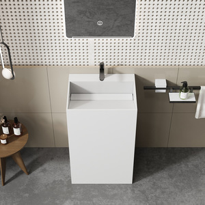 Modern Rectangular Floor Standing Bathroom Vanity with Stainless Steel Basin Polished Finish Compact Design for Small Spaces - Product Image 3