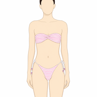 Ensemble de bikini personnalisé en tissu côtelé recyclé avec bandeau perlé, coupe brésilienne ajustable à nouer sur les côtés, double doublure, maillot de bain et tenue de plage pour femme