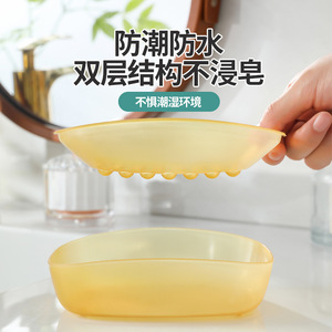 Oval Plastic Soap Dish Green Drainable Minimalist Design For Bathroom Use - Product Image 3