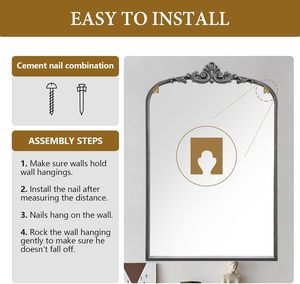 Gương Retro trang trí-Có khung kim loại chất lượng cao, gương độ phân giải cao 24 inch x 36 inch phản chiếu ánh sáng tốt - Product Image 6