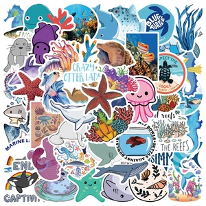 50 Pezzi Adesivi con Vita Marina, <span class=keywords><strong>Pesci</strong></span> e Meduse, Cartoni Animati Carini per Bambini, Adesivi per Valigie, Laptop e Graffiti - Product Image 3