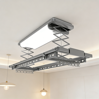 Şık Minimalist Akıllı Elektrikli Isıtmalı LED Tavan Tipi Katlanabilir Çamaşır Askılığı, Modern Ev Balkonları için Sesli Kontrol Özellikli