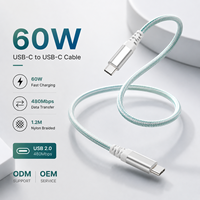 Câble USB C 60W 1,2m 3A PD Charge Rapide USB 2.0 Type C vers Type C Cordon de Données Tressé en Nylon pour Ordinateur Portable Téléphone Fabricant OEM ODM
