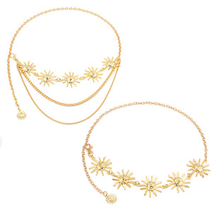 Chaîne de corps tendance en alliage de zinc avec pendentif tournesol, chaîne de taille simple pour femme, usage quotidien - Product Image 1