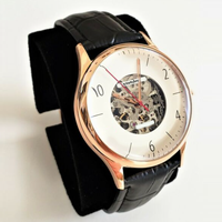 Montre automatique pour homme personnalisée en gros, modèle Xzander 1924, bracelet en cuir de crocodile noir, édition de luxe de haute qualité.