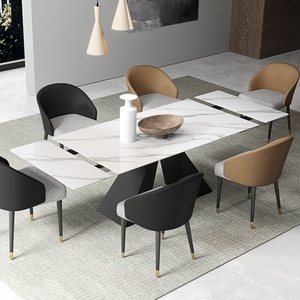 <span class=keywords><strong>Mesa</strong></span> de <span class=keywords><strong>Comedor</strong></span> <span class=keywords><strong>Extensible</strong></span> Moderna de 55'' a 78.78'' para 8 o 10 <span class=keywords><strong>Personas</strong></span>, Tablero de Piedra Sinterizada con Base de Metal, Diseño <span class=keywords><strong>Extensible</strong></span> - Product Image 4