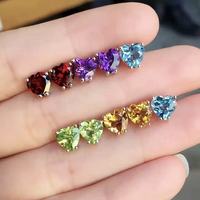 Hypoallergene 925 sterling zilveren oorringen met 6mm hartvormige natuurlijke edelsteen voor gevoelige oren, cadeau voor vrouwen