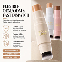 Fard à joues multi-usages minéral OEM d'usine, hautement pigmenté, crémeux, maquillage pour les joues, waterproof, longue tenue, stick mat avec pinceau