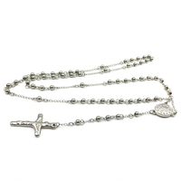 Collier chapelet tendance en acier inoxydable avec perles, collier Jésus en acier inoxydable