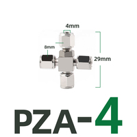 PZA 6 8 10 12MM Torsion rapide Serrure à quatre voies Joint de tuyau d'air Connecteur de conduit pneumatique Croix