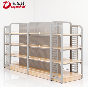 Estante de exhibición de <span class=keywords><strong>metal</strong></span> ligero de madera de gran oferta para estantes montados en la pared de tiendas de comestibles y supermercados - Product Image 2