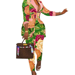 Nouvel ensemble deux pièces décontracté pour femme, style européen et américain, col vert, veste et pantalon, vente en gros 2026 - Product Image 2