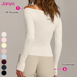 Janya Breathable Solid Fitness Yoga Wear Lightweight Quick Dry Yoga T-Shirt Slim Fit <strong>Long</strong> <strong>Sleeve</strong> Pullover Women's Sports <strong>Gym</strong> <strong>Top</strong> - Product Image 3