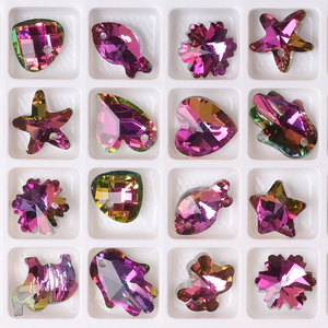 Zhubi Volcano Fuchsia เงาหลายรูปทรงจี้ลูกปัดแก้วคริสตัลผีเสื้อดาวดวงจันทร์เปลือกหัวใจลูกปัดสําหรับเครื่องประดับทํา - Product Image 5