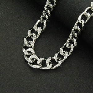 Diamond-set Three-dimensional <b>Cuban</b> <b>Chain</b> Necklace, Fashionable and Cool Personalized Accessories, Pendant Jewelry. Tanjing - Product Image 3