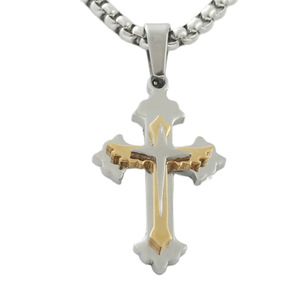 Men's Stainless Steel <b>Cross</b> Pendant Necklace Geometric Design Punk Retro Style 120196 - Product Image 2