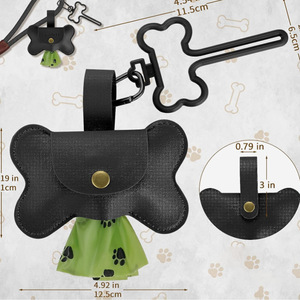 Distributeur de sacs à déjections canines en cuir avec 2 types de clips de laisse, support de sacs à déjections en cuir PU pour chien et animal de compagnie - Product Image 6