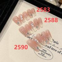 Diseño #2583 #2588 #2590 Venta al por mayor 10PCs Handpaint Gel Press Nails Beautiful Luxury handmade Acrylic nails Press on high quality