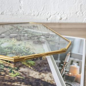 <span class=keywords><strong>Cadre</strong></span> <span class=keywords><strong>photo</strong></span> mural octogonal flottant double en <span class=keywords><strong>laiton</strong></span> doré et <span class=keywords><strong>verre</strong></span> transparent pour fleurs séchées - Product Image 5