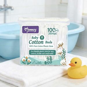 Bâtonnets de <span class=keywords><strong>coton</strong></span> pour bébé Momeasy 100 pièces 200 pointes 100% <span class=keywords><strong>coton</strong></span> pur Tige en plastique Doux pour la peau délicate des nouveau-nés - Product Image 5
