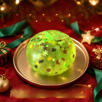 Jouet Squishy Pomme de Noël en TPR Transparent avec Flocons de Neige Scintillants, à Remontée Lente, Jouet Sensoriel Anti-Stress